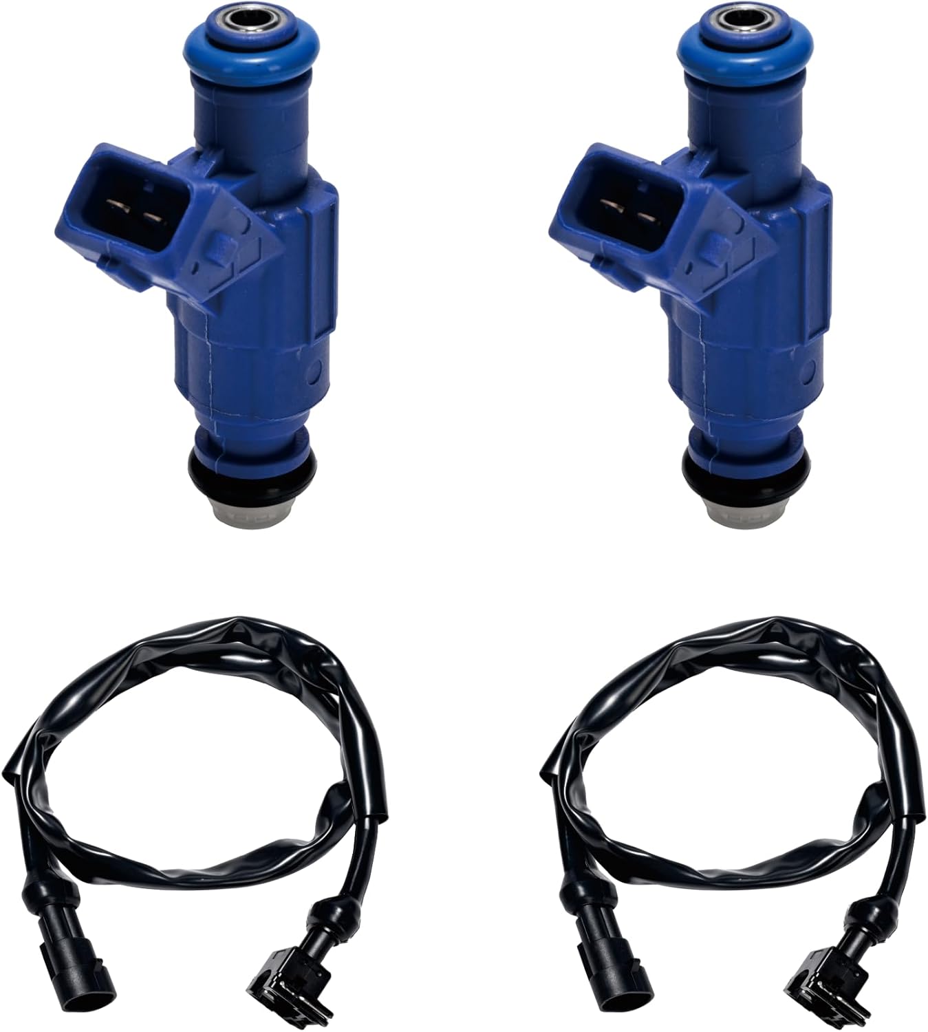 1202863 0280156208 Fuel Injectors with Harness Compatible with Polaris Ranger 700 XP 2005-2009, Ranger 700 2006-2009, Ranger 800 2010, RZR 800 2008-2010, Sportsman 700 800 2005-2014 Set of 2
