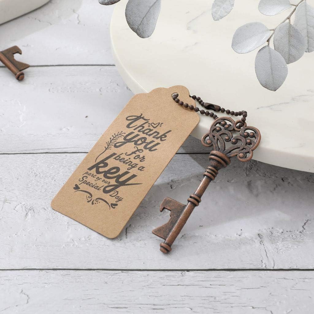 DerBlue 60 PCS Key Bottle Openers,Vintage Skeleton Key Bottle Opener, Wedding Favors Key Bottle Opener Rustic Decoration with Escort Tag Card