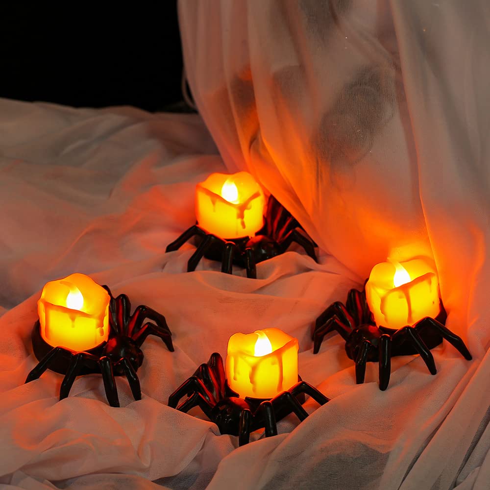 Amazon.co.jp: Homilius ハロウィン LEDキャンドル 蜘蛛 クモ 12個