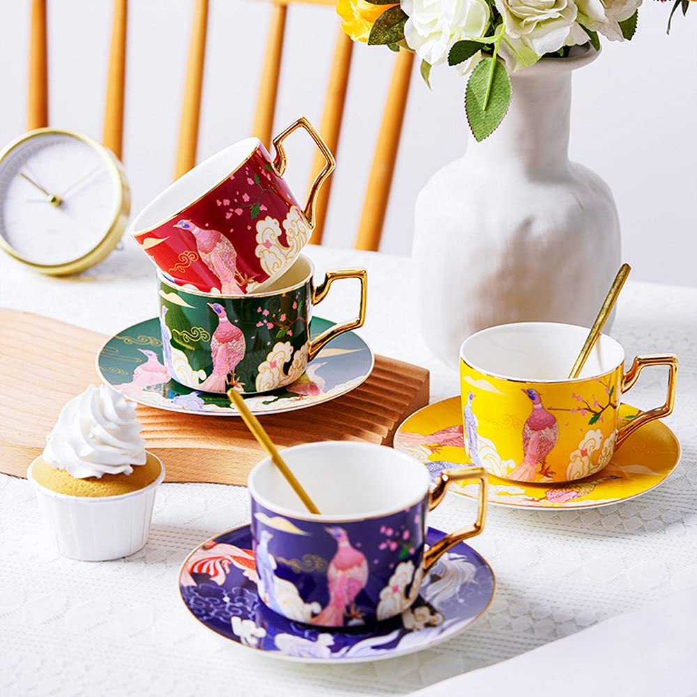 Set di tazzine da caffè in porcellana, set di tazze con piattino, set di tazze da tè e piattino for caffè in ceramica Tazze contemporanee in porcellana Tazze da tè Set di tazze da caffè e piattini di