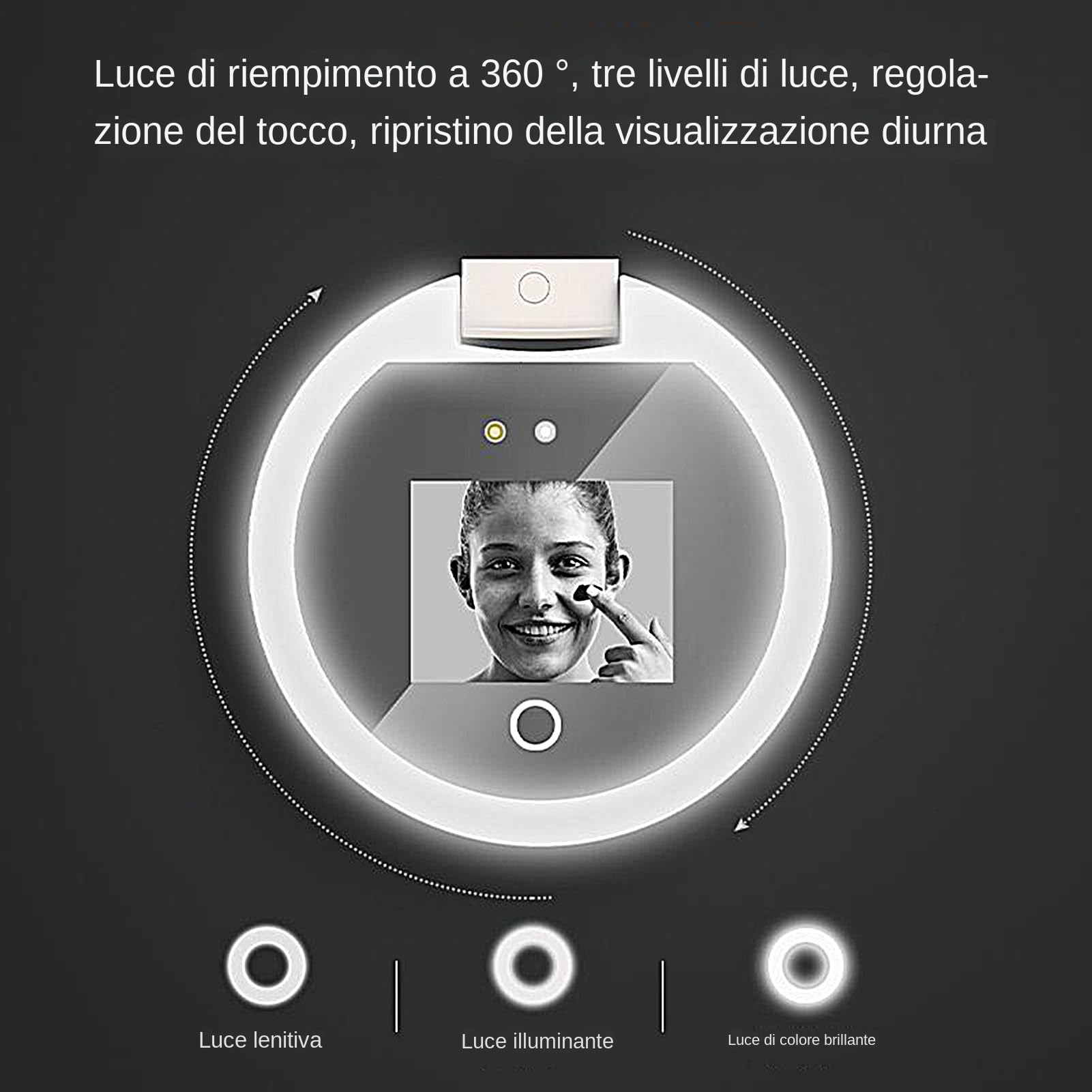 Specchio a Luce UV Specchio Pieghevole Portatile con a LED Dimmerabili e