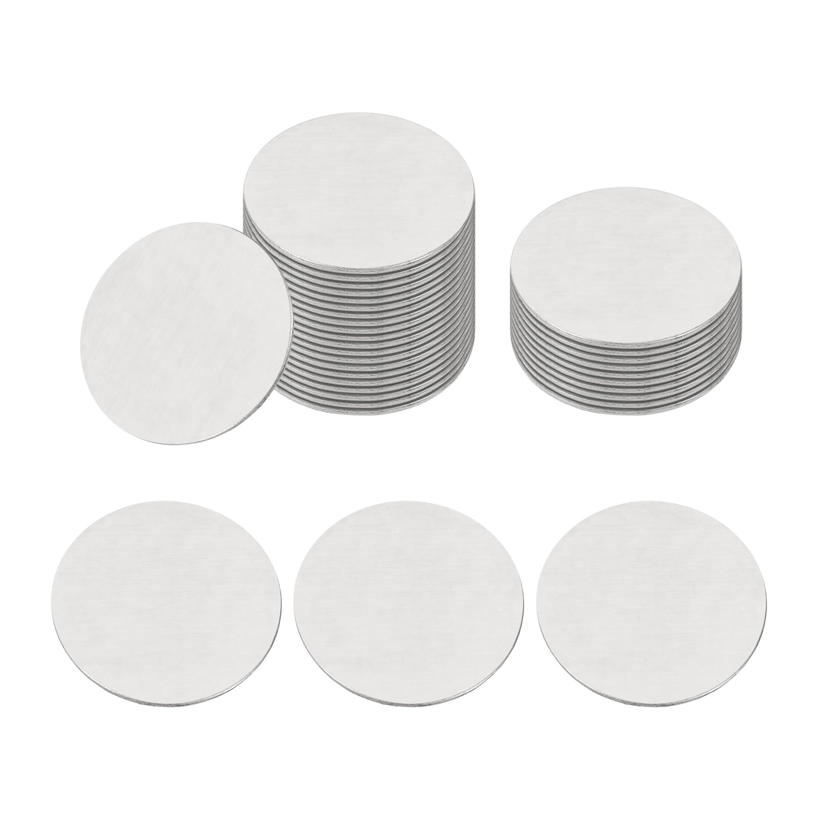 sourcing map 20mm Stainless Steel Disc, 100Pcs Metal Stamping Blanks Tags Circle Round Metal Plate Strike DIY for Laser Engraving Stamping Craft Name Tag Jewelry Making, (1mm Thick)
