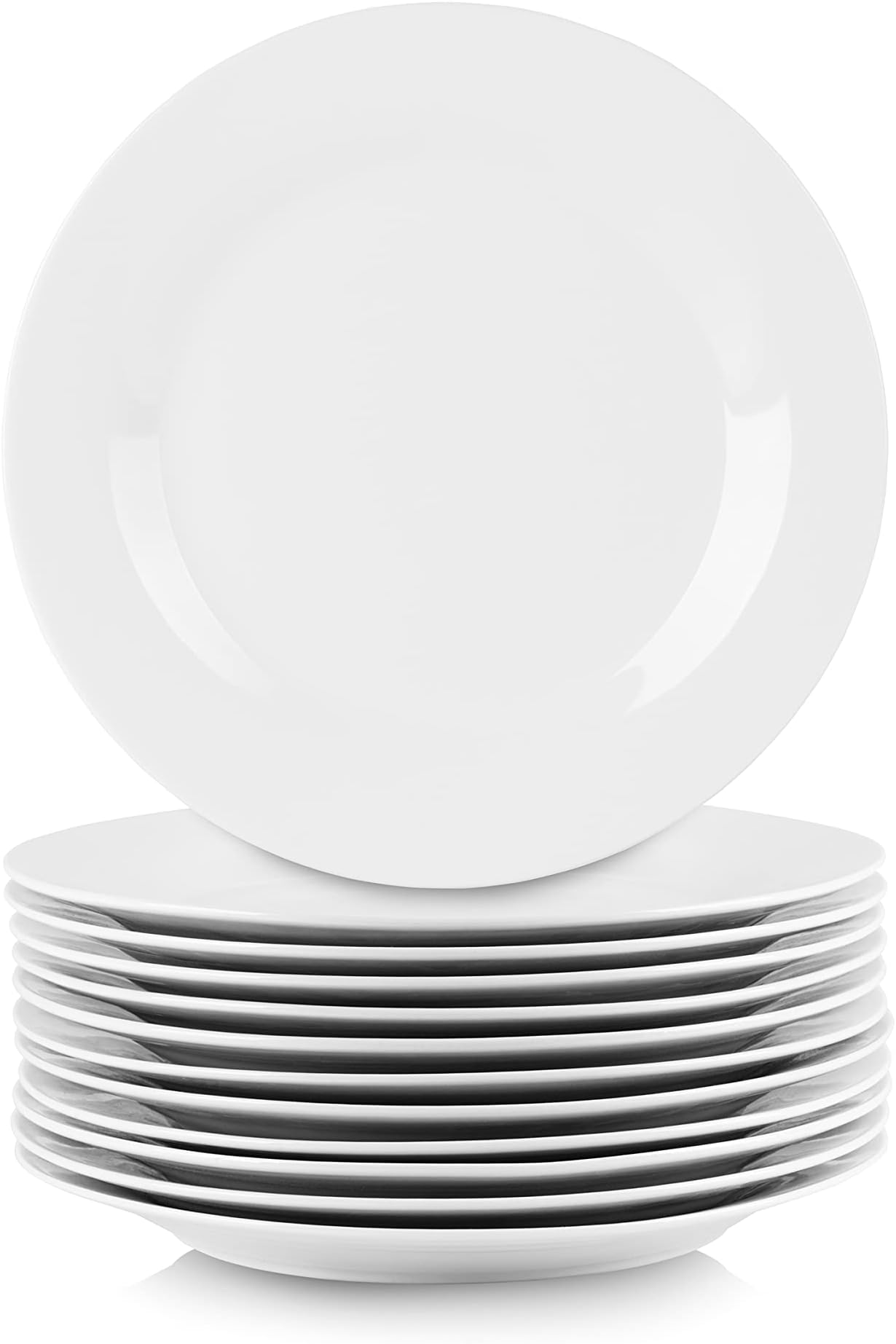 10.5" Catering Round Dinner Plate, Set of 12, White