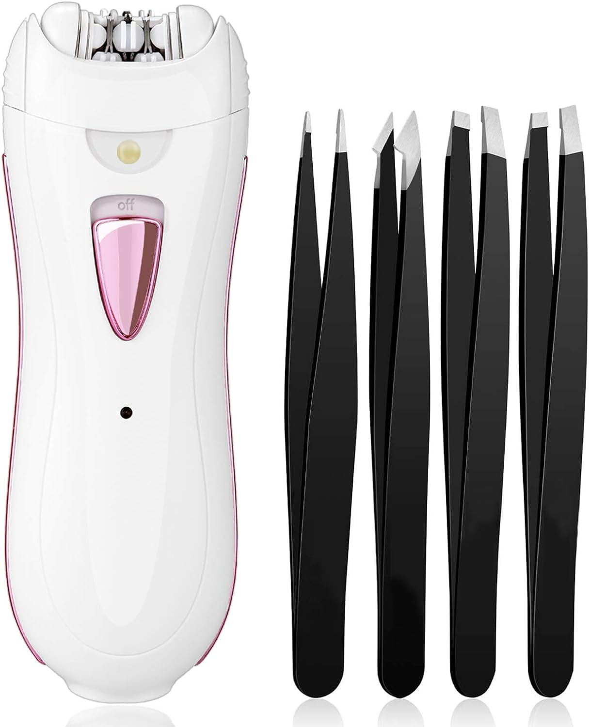 Epilatore Donna Ricaricabile Senza Fili, Set Pinzette | Adatto alla depilazione di viso, ascelle, gambe, zona bikini e altre aree sensibili del corpo