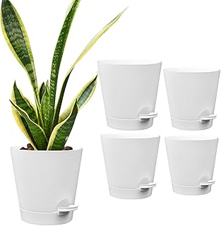 Vasos e vasos autoirrigáveis | flores automático com absorção água preguiçoso com orifício drenagem | Vasos plantas para irrigação para plantas domésticas, plantas jardim, flor, suculentas Aferzov