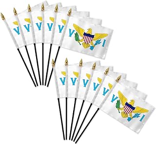US Virgin Islands 4x6in Stick Flag - 1 dozen pack