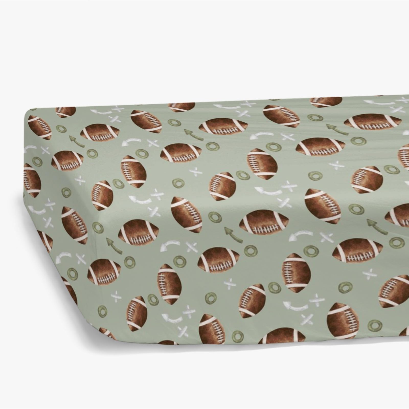 Sábana bajera ajustable estándar para cuna de fútbol americano, para niños pequeños, funda de colchón de fútbol verde, suave, transpirable, elástica, para decoración de guardería, regalo