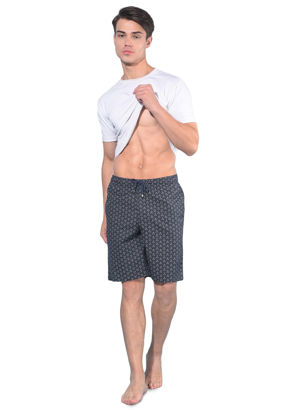 crimsoune club Men's Navy Blue Printed 100% Cotton Lounge Shorts-picture-42