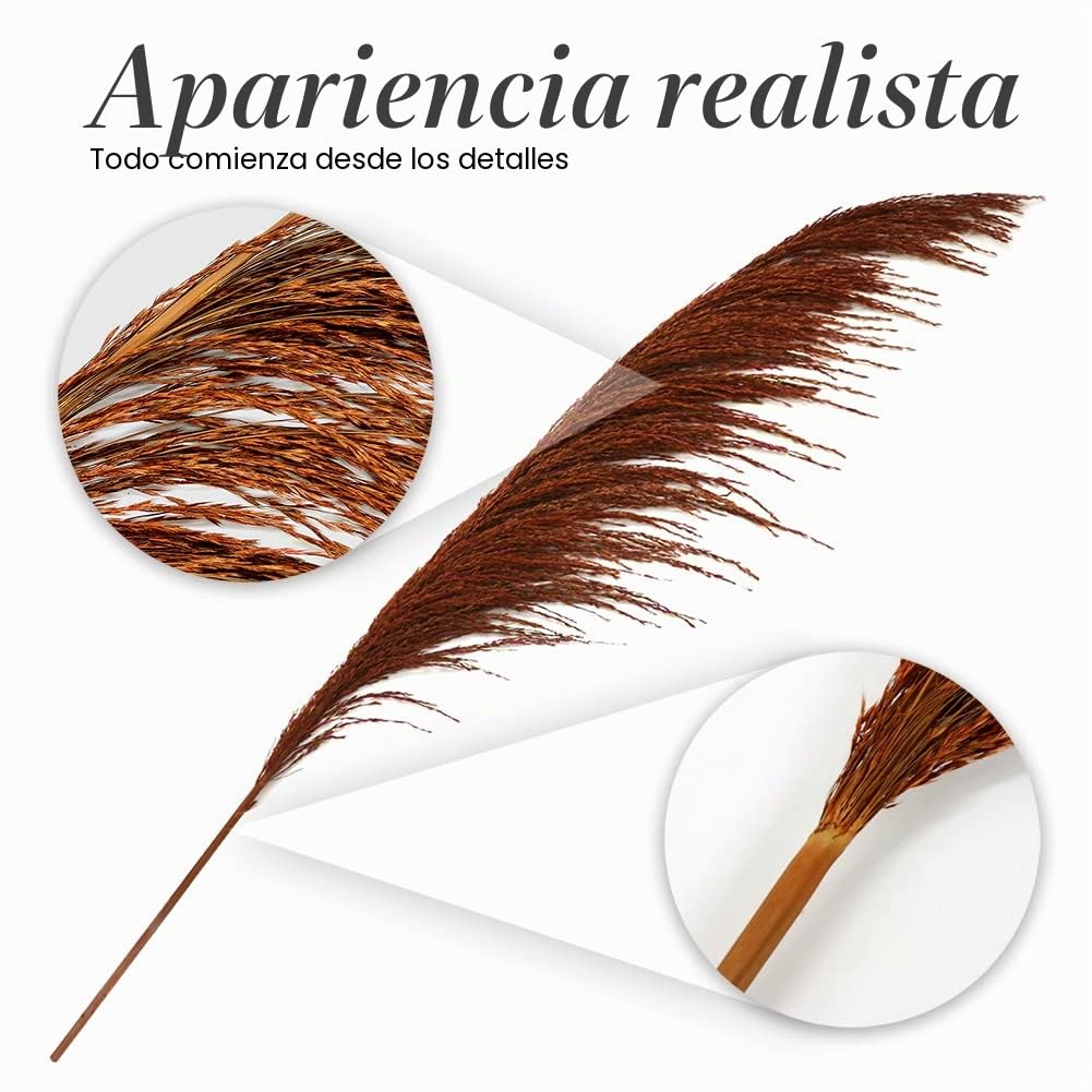 Pampas Grass Decor Tall,Pampas Grandes Florales esponjosas,Flores de Plumas largas para arreglo de Boda Boho Sala de Estar (8 Piezas de 31"/80cm, Naranja quemada)