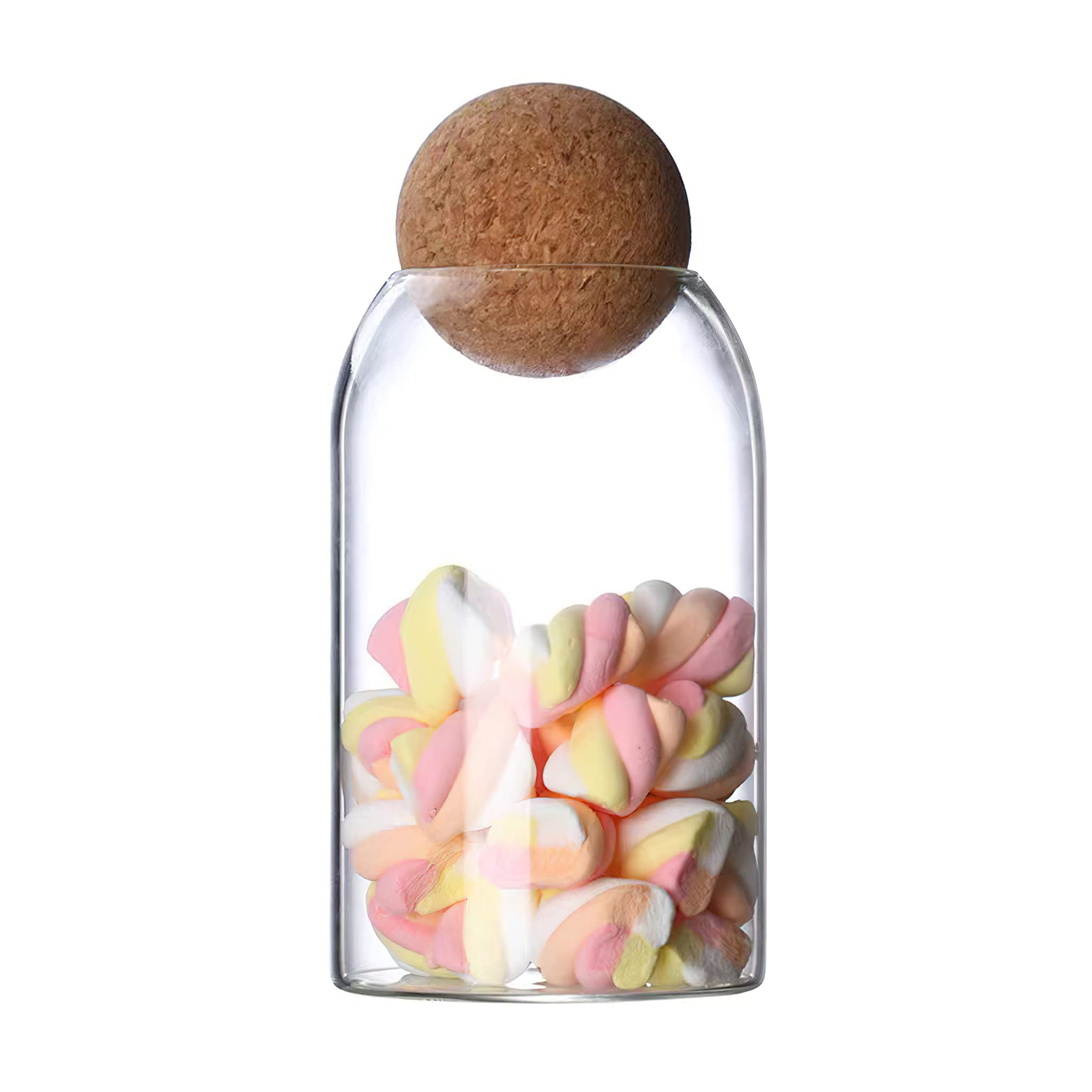 INCETUE 25oz/750ml Clear Glass Storage Canister with Ball Cork Lid - Airtight Food Container for Coffee, Sugar, Spices, Tea, Biscuits, Pantry & Kitchen Countertop