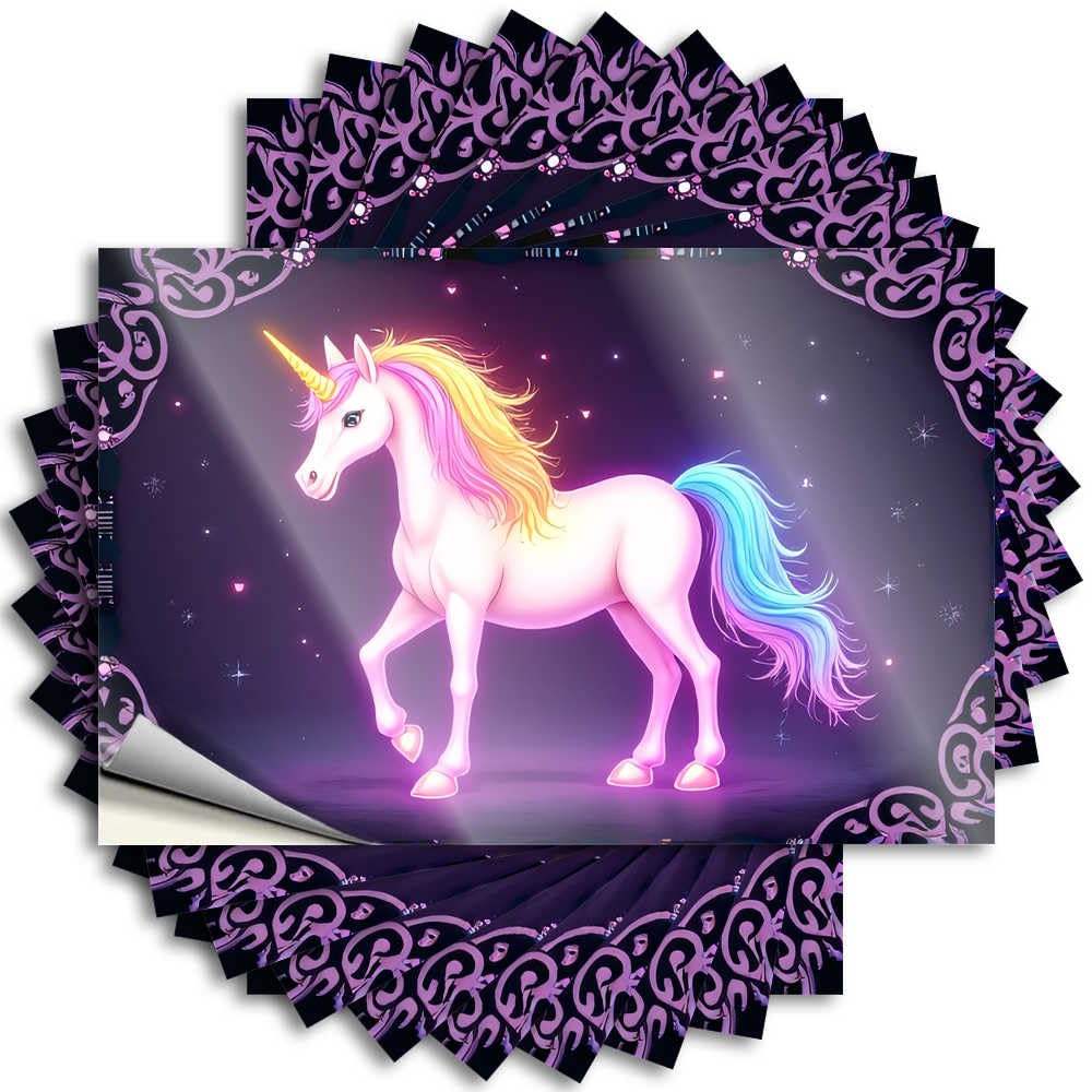 Abipuir - 10 pcs Magic Unicorn in Starry Night Sky Bumper Stickers for Men Cave Funny Signs for Men (12x18cm)