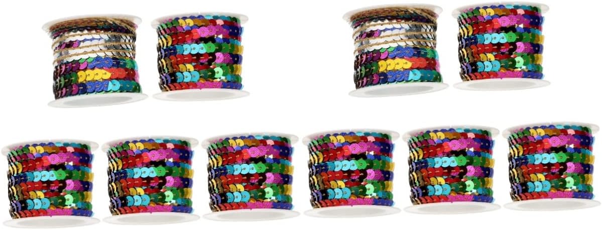 Lurrose 2sets Paillette Strings Flat Sequins Trim for DIY Crafts Dress Embellishment Headbands and Costumes Per 5rolls*2