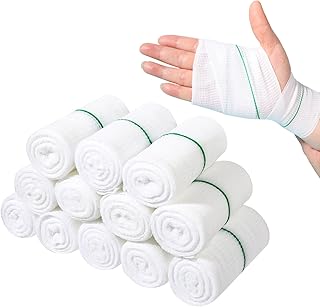 12 Pack Gauze Rolls 3in x 4.1yards Stretch Bandages Mummy Wraps for Hand Wrap Dressing Ankles & Knees
