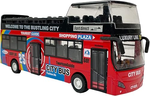 Vehículos de juguete para autobús turístico a escala 132 Mini modelo de autobús abierto para turistas de doble piso juguetes de acción con luces y