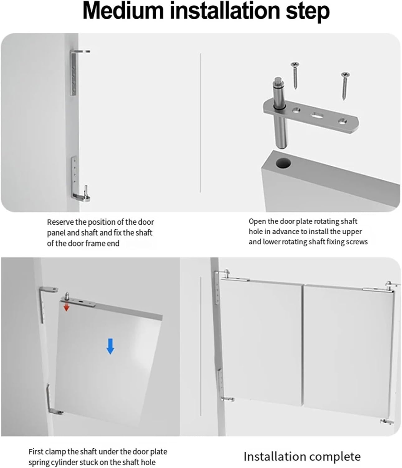 Stainless Steel Pivot Door Hinge Heavy Duty 360 Degree Rotating Shaft for Room Automatic Rebound Wooden Door Hinge Hardware(Small)
