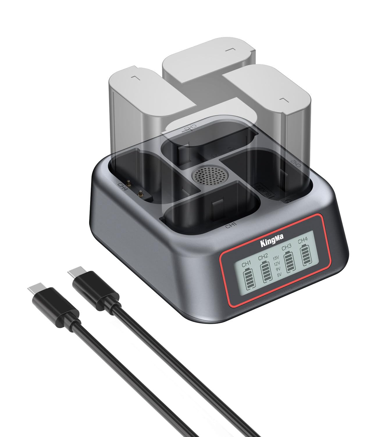 Caricabatterie King Ma DMW-BLK22, caricabatterie per fotocamera a 4 canali, ricarica rapida PD da 45 W con display LED, compatibile con Panasonic DMC-GH5/DMC-GH5S/GH6/DC-S5//DC-G9/DC-S5K/DC-S52X
