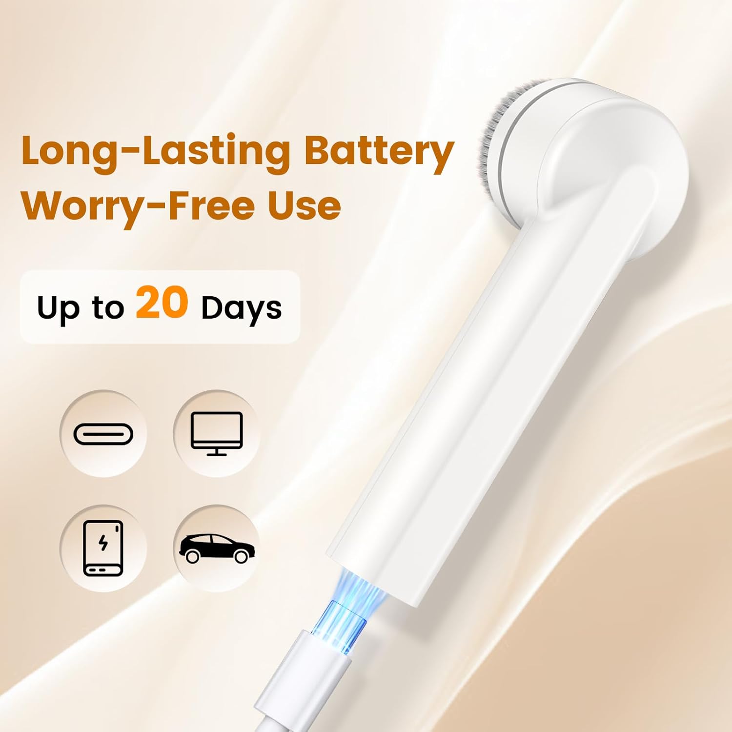 Rechargeable Face Scrubber, Electric Facial Cleansing Brush with Exfoliator and Sponge Brushheads, 3 Speeds Face Wash Brush, Gentle face exfoliator Brush for Men Women - Image 5