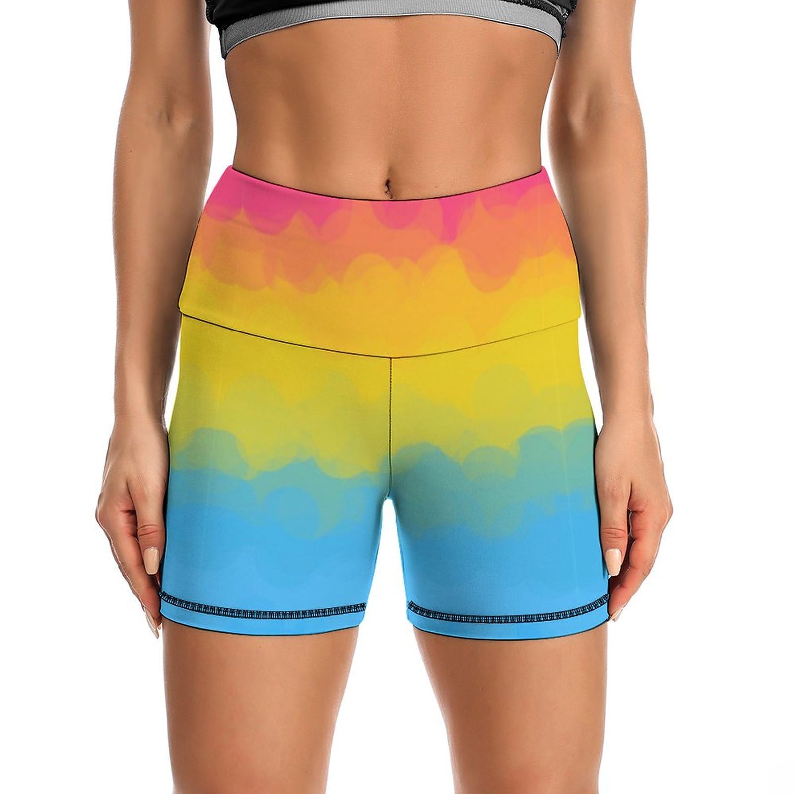 JYYAU Pansexual Pan Pride Galaxy High Waist Yoga Shorts for Women Athletic Shorts Leggings Running Pants