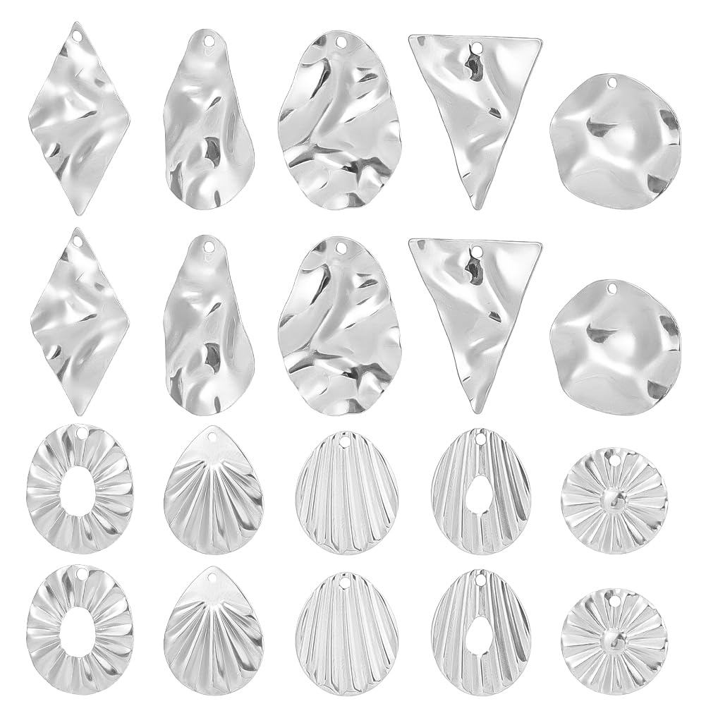 Ciondoli A Barra In Acciaio Inox UNICRAFTALE - 20 Pezzi, 2 Colori, Forma Mazza Da Baseball E Cubo, 31,5x3,5 Mm - 4