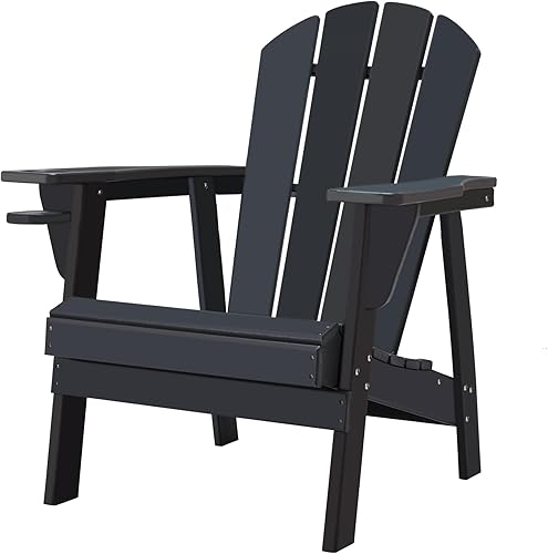 Miniatura 1 de Adirondack Chairs, silla Adirondack de HDPE para todo tipo de clima, sillas para hogueras (1, negro)