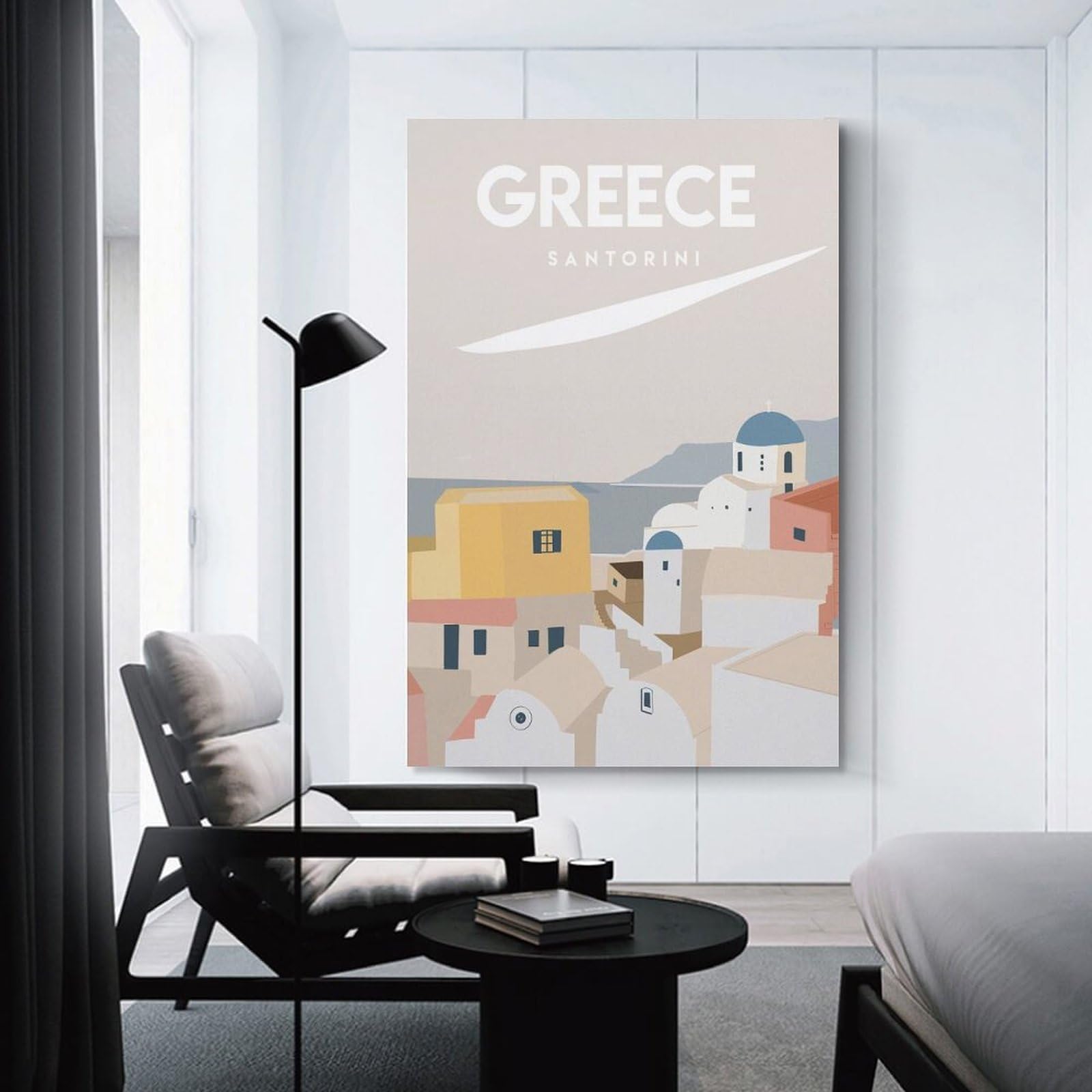Junmoney Unframe-Style-21 Greece Santorini 1 Wall Art Print 08X12inch(20X30cm), For Corridors, Hallways Or Apartment Entries, Wall Decor To Refresh Empty Corners