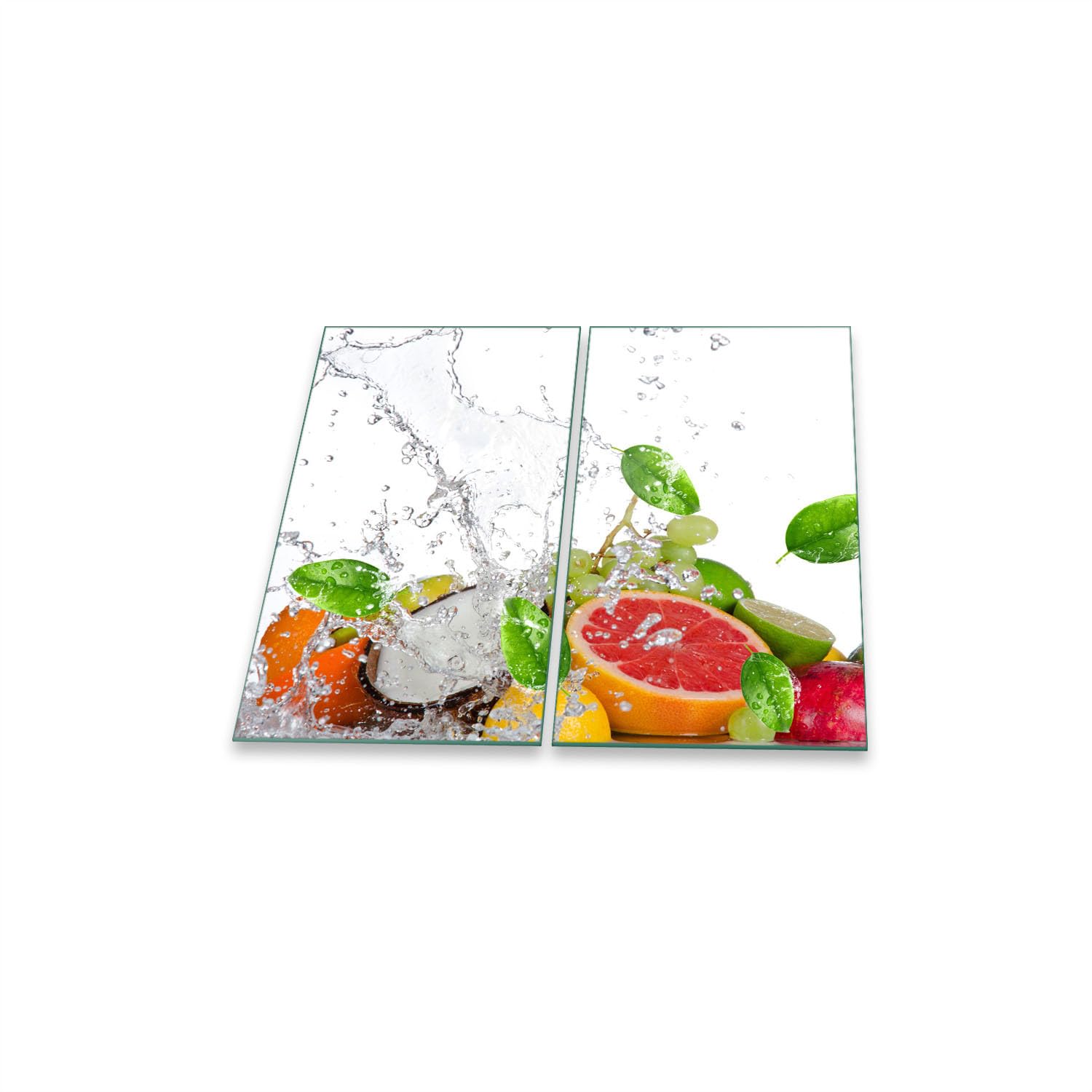 Glas-Küchenbrett 60x52 Cm – Antibakteriell, Gehärtetes Glas, Hitzebeständig, Mit Rutschfesten Silikonfüßen & Cocktail-Motiv