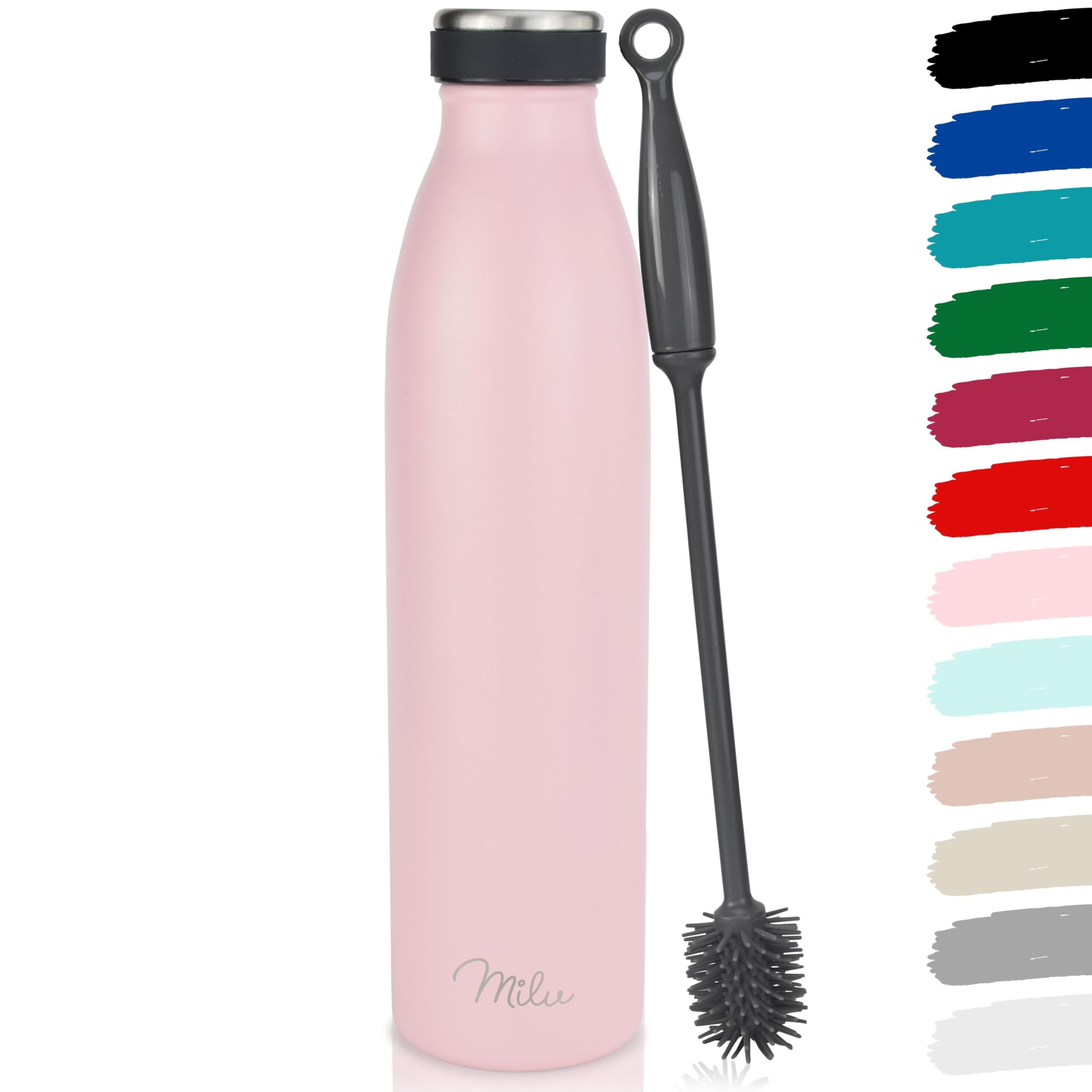 Milu Pink Stainless Steel Drinking Bottle 1500 Ml - Insulated Thermo Flask For Water - Leak Proof, Insulated And Double Walled, Carbonated (, 1,5L)