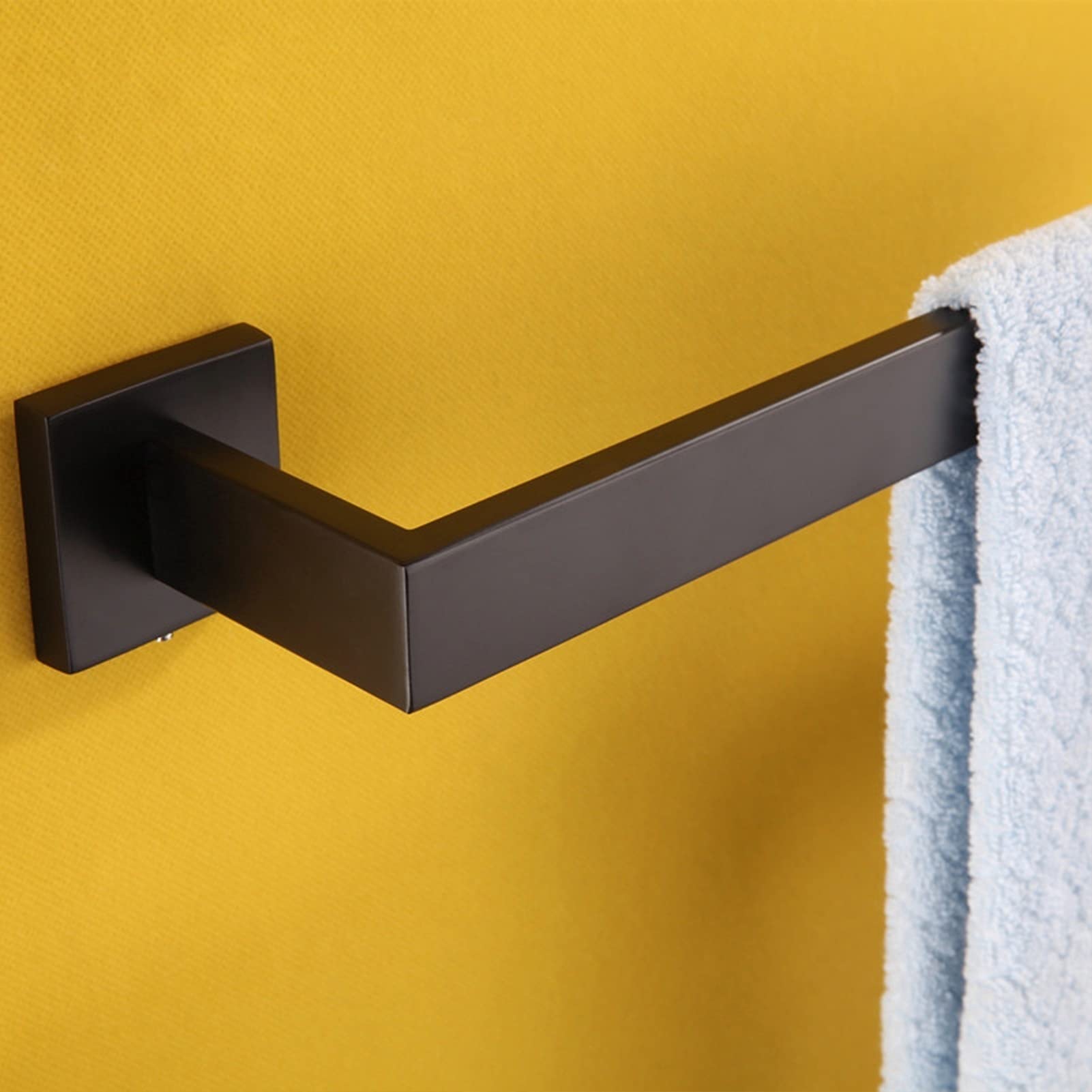 Percha de Toalla montada en la Pared de la Barra de la Barra de una Sola Toalla para el baño o la Cocina, el Soporte de la Toalla del diseño Cuadrado de Acero Inoxidable de 304, 40cm/50cm/60cm, Negro