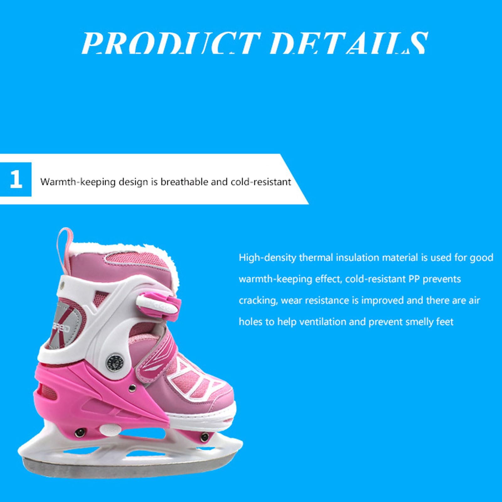 Patines de Hielo Ajustables,Patines de Hielo,Patines de Hielo artísticos,Sistema de Cordones rápido y Hebilla de Bloqueo Push-Lock,Ajustable 4 rangos de Tallas,para Principiantes