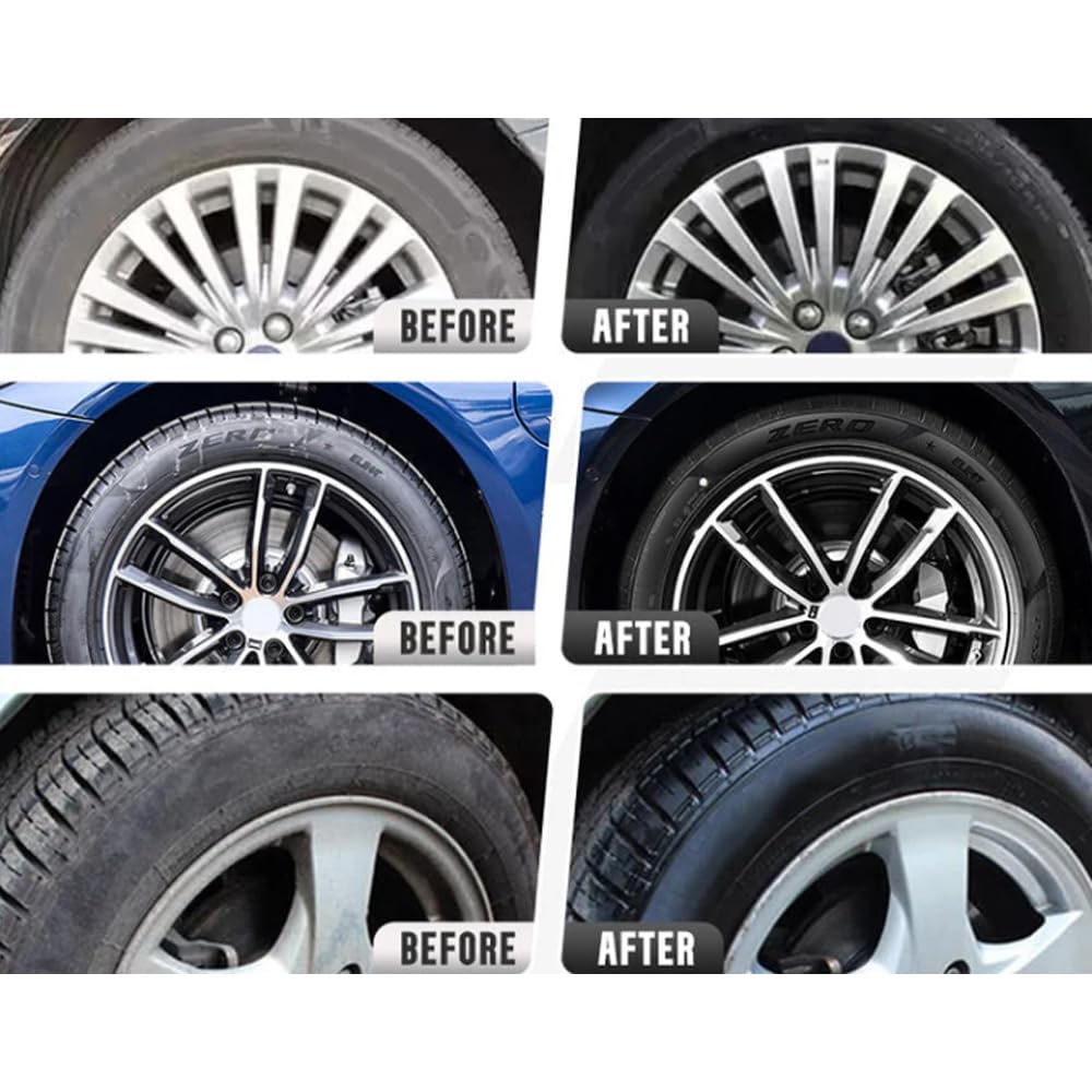 Plastics & Rubber Tyre Shine & Protector Spray, Tire Coating Liquid – Hydrophobic Tyre Dressing, Rubber Shine Spray, Long Lasting Protection for All Wheel and Tires Types (1pcs)