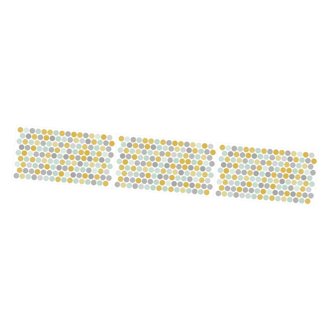 Uonlytech 3pezzi Adesivo Murale Decorativo Nordic Rimovibile Con Pois Gialli Grigi e Verde Senape Per Camera Da Letto e Soggiorno