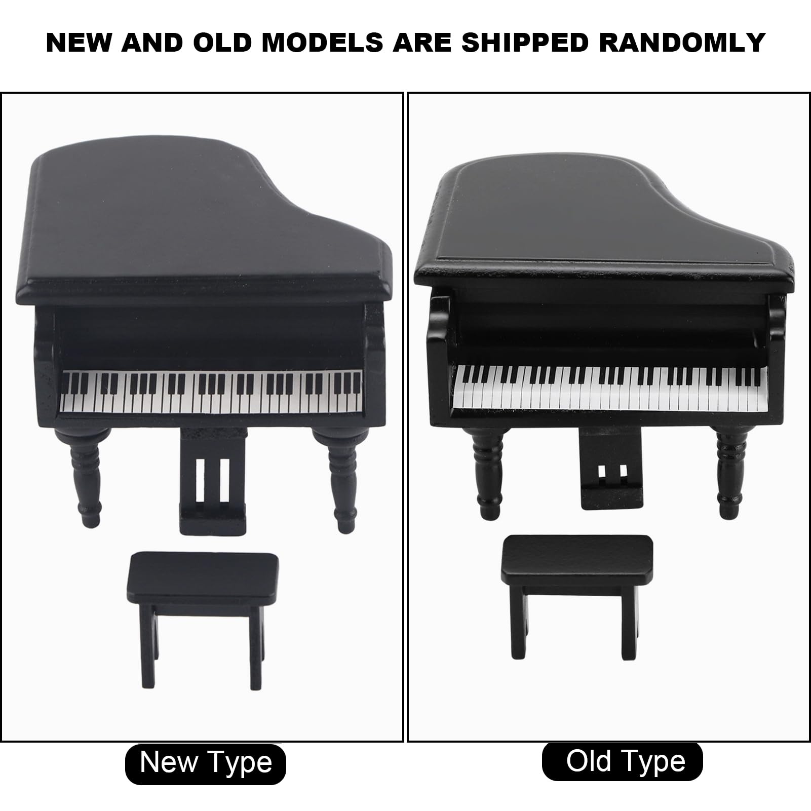 Lot De 3 Tabourets Et Piano Miniature En Plastique – Modèle Simulé Noir – Pour Maison De Poupée Ou Déco – Taille 91 Mm – Accessoire DIY Et Cadeau