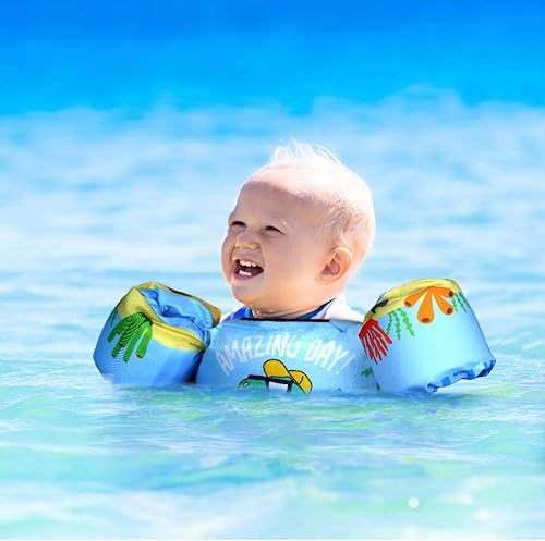 Miniatura 7 de Biange Chaleco de natación para niños pequeños, flotador para niños de 30 a 50 libras, flotadores de piscina para niños y niñas para ayudar a nadar,