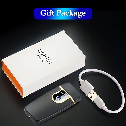 Miniatura 7 de Encendedor electrónico, mini encendedor eléctrico, resistente al viento, huellas dactilares inteligentes sin llama, plasma de encendido de doble