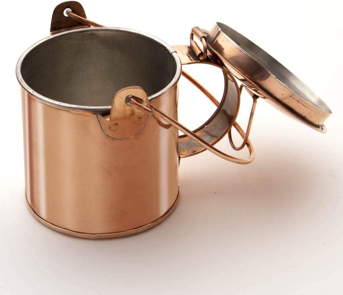 Windlass Solid Copper Coffee Can with Folding Lid Tin Lined Rustic Camping Mug for Reenactment Bushcraft Survival Gear