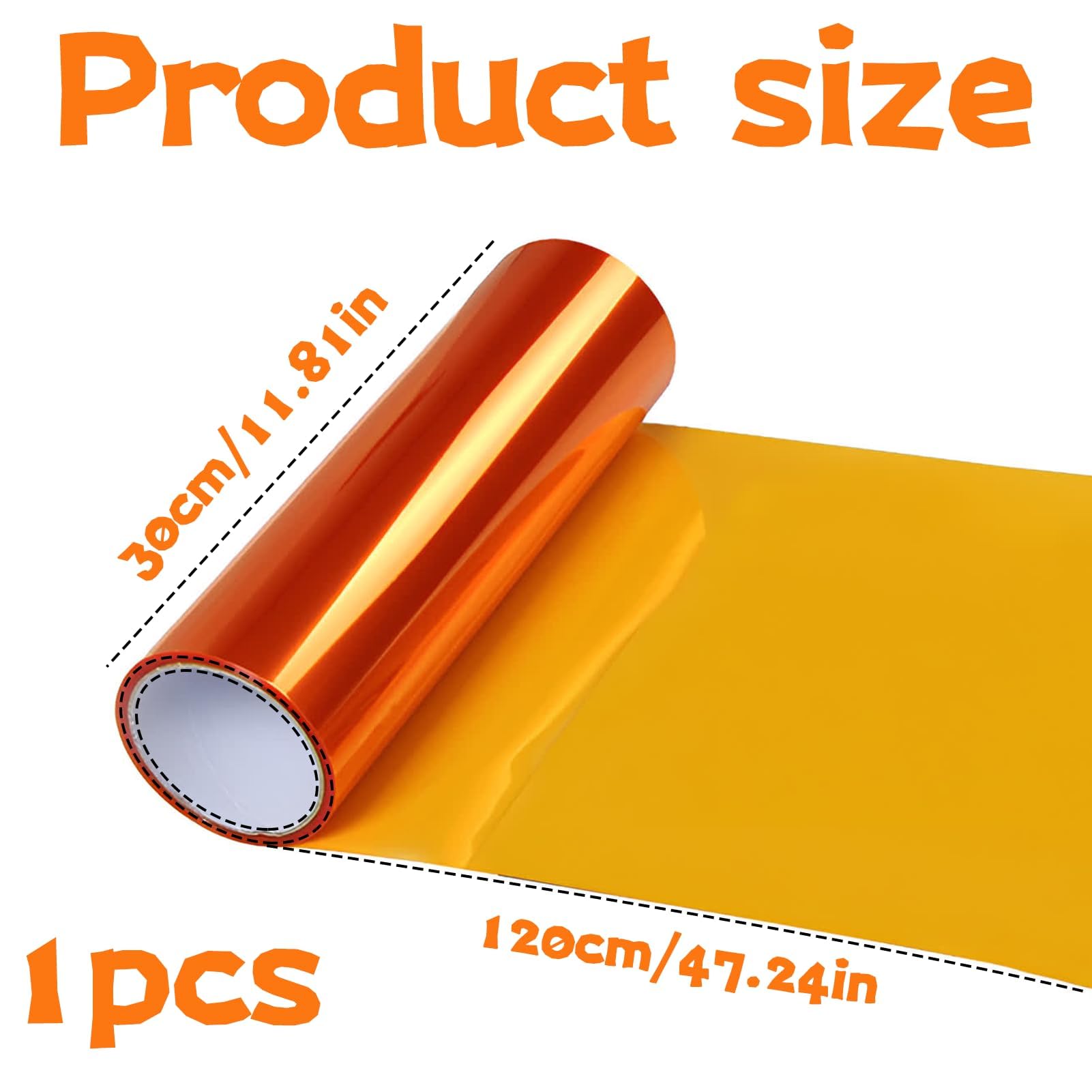 Vinyle Phare Orange Film Teinté Phare Voiture - Orange Rouge 30x120 Cm - Autocollant Protection - Transmission Lumière 90% Film Teinté Feux Arrière