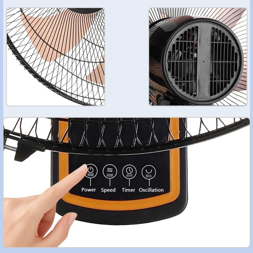 Ventilatore da Parete Oscillante da 50cm con Telecomando e Timer 12h | Ventilatore con 3 Velocità, Pale in Alluminio, Pannello Comandi per Casa Camera Letto e Garage
