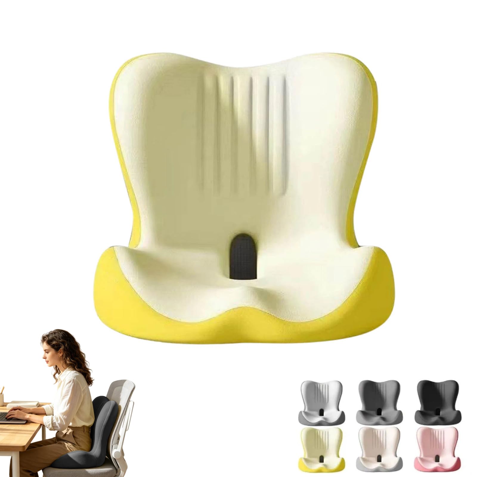 Cuscino di supporto lombare in memory foam, ergonomico a forma di L, con base antiscivolo, traspirante, per auto, ufficio, casa, comfort 2 in 1 per schienale e sedile