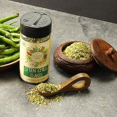 Image of Rasatva Green Chilli Flakes | 30g Pack Of 3 | Hot & Spicy Pizza Pasta Seasoning | Natural Dry Green Chilli Flakes | No Additives, Preservatives & Colours | Seasoning for Pizza, Pasta, Garlic Bread
