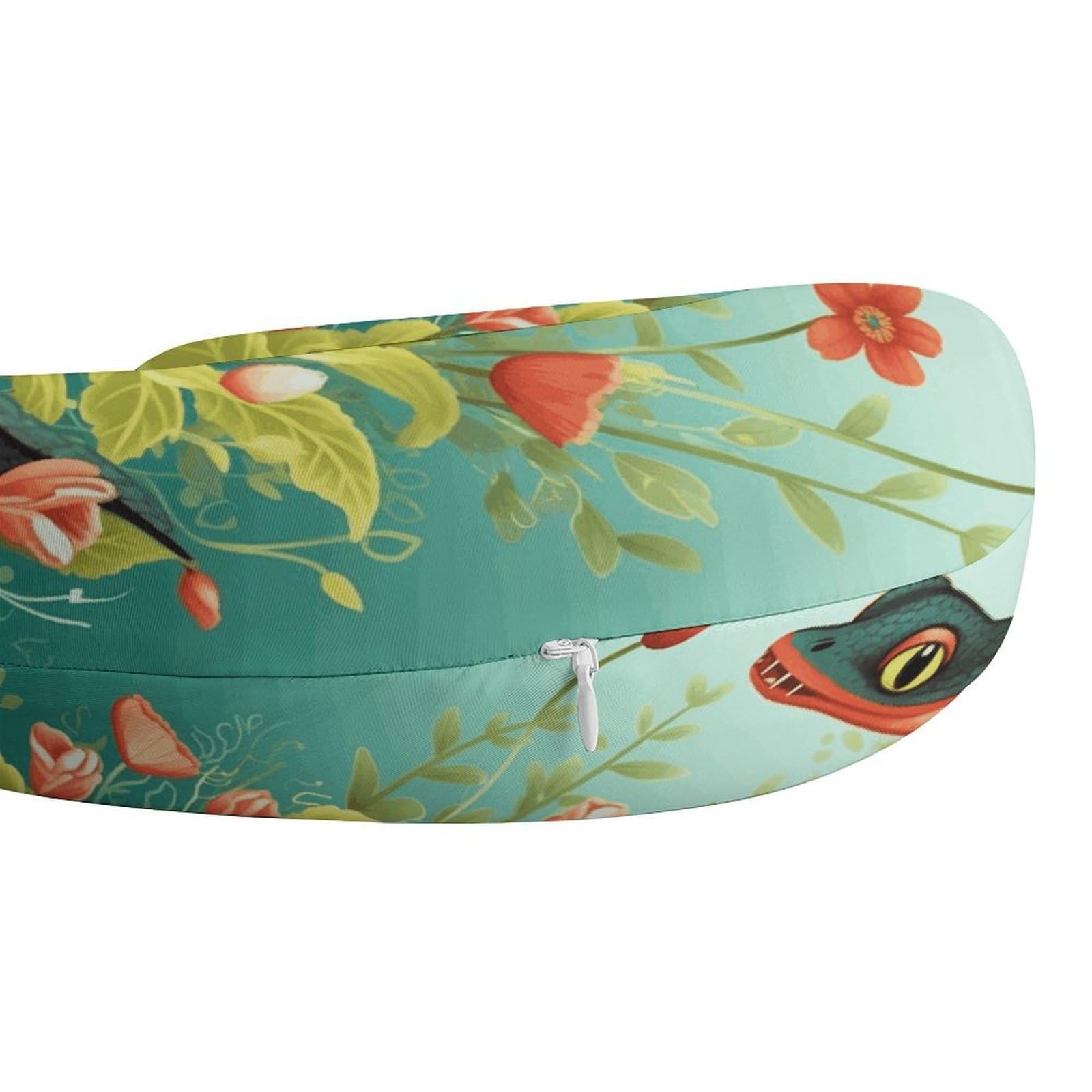 Almohada en forma de U de serpiente y flor, núcleo de almohada de espuma viscoelástica, cojín, proporciona apoyo para el cuello, almohada de viaje, adecuada para aviones, coches, hogares y