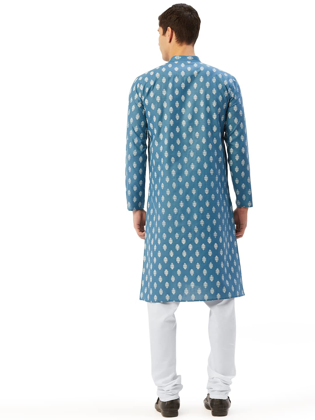 Jompers Men's Cotton Floral Printed Kurta Pyjama Set. (Teal, M)