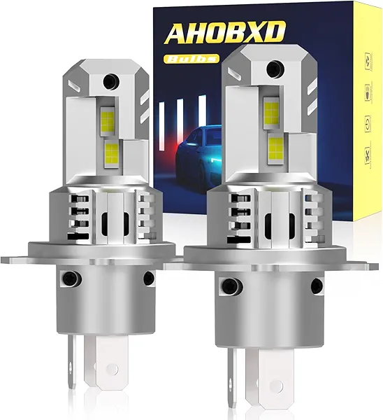 AHOBXD H4 Light Bulbs Super Bright Upgraded 900% 55000LM Brightness 6500K White H4/9003 Light Bulbs 1:1 Halogen Size Cooling Fan Plug and Play Fog Light Direct Fit Pack of 2
