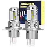 H4 Light Bulbs Super Bright Upgraded 900% 55000LM Brightness 6500K White H4/9003 Light Bulbs 1:1 Halogen Size Cooling Fan Plug and Play Fog Light Direct Fit Pack of 2