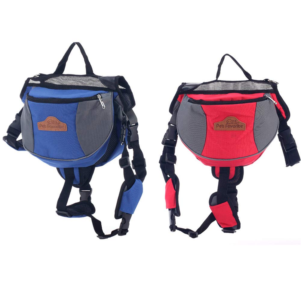 BLACKDOGGY Honden 2-in-1 waterafstotende verstelbare expeditierugzak, harnas met afneembare zadeltas voor middelgrote en grote honden, wandelen, kamperen, reizen (klein, rood