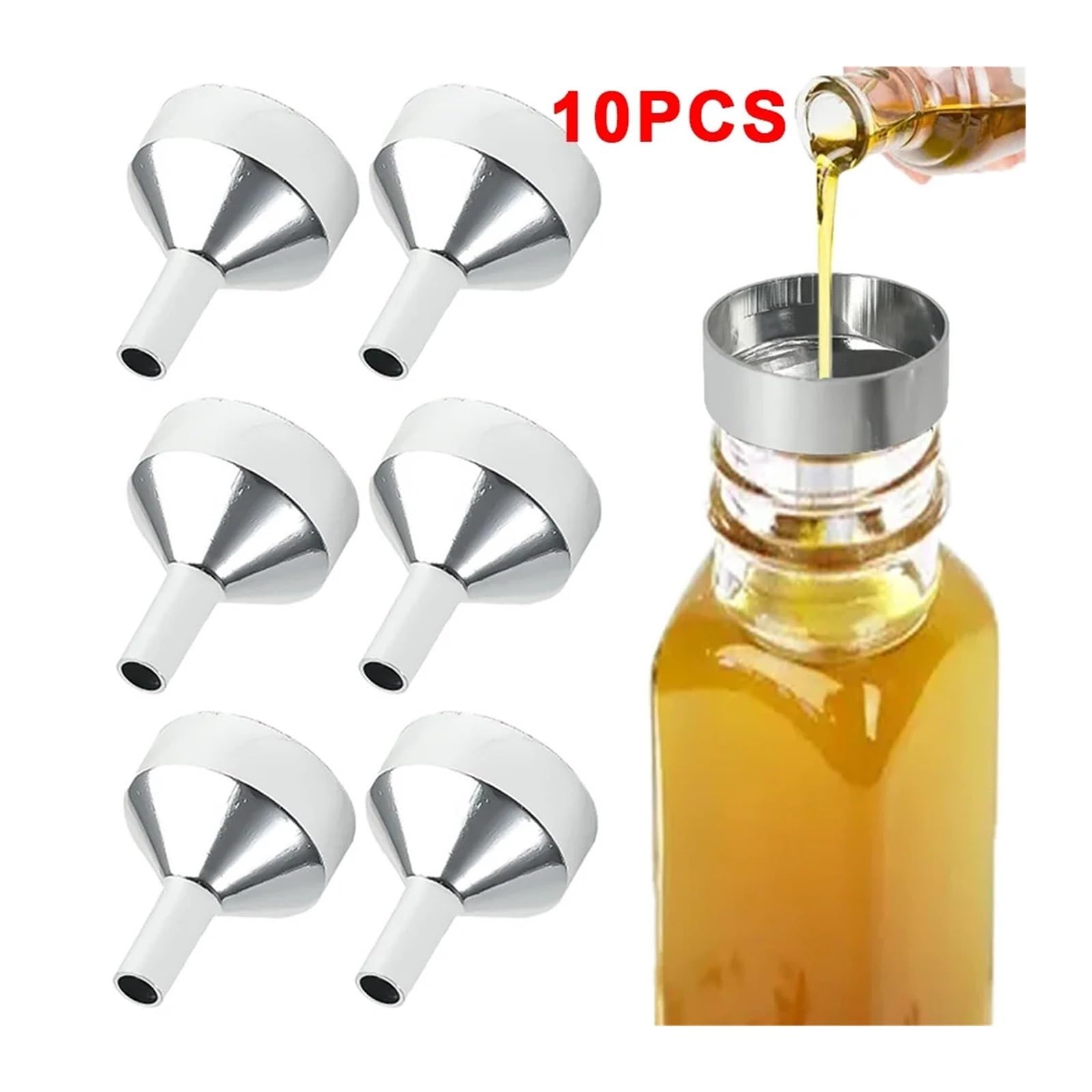 10/5 Stücke Mini Trichter Edelstahl Gießen Öl Flüssigkeit Trichter Parfüm Abgabe Flaschen Nachfüllen Trichter for Küche Zubehör(10Pcs-Metal)