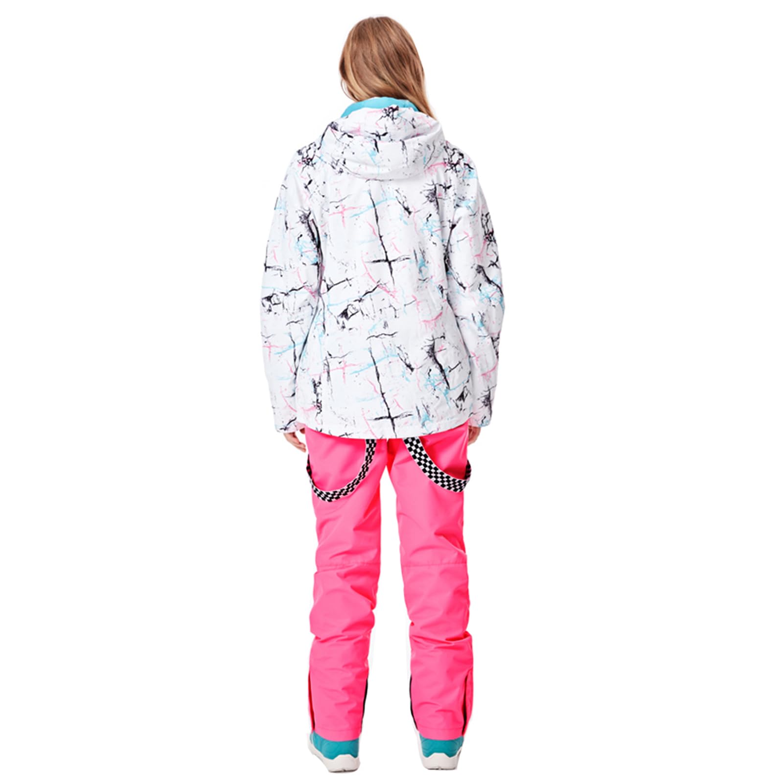 ALSOGO Damen Skianzug Schneeanzug Winddicht Wasserdicht Skifahren Snowboardjacke Trägerhose Set Zum Skifahren Snowboarden Klettern