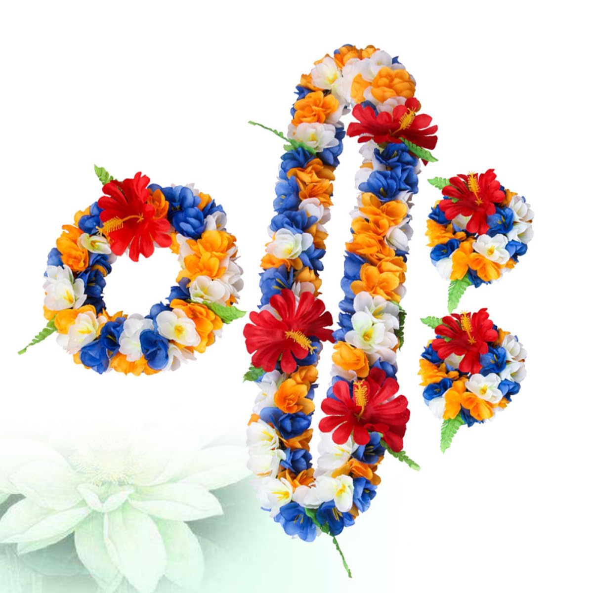 Conjunto de Guirnaldas Hawaianas 4 Piezas de Tela para Adultos