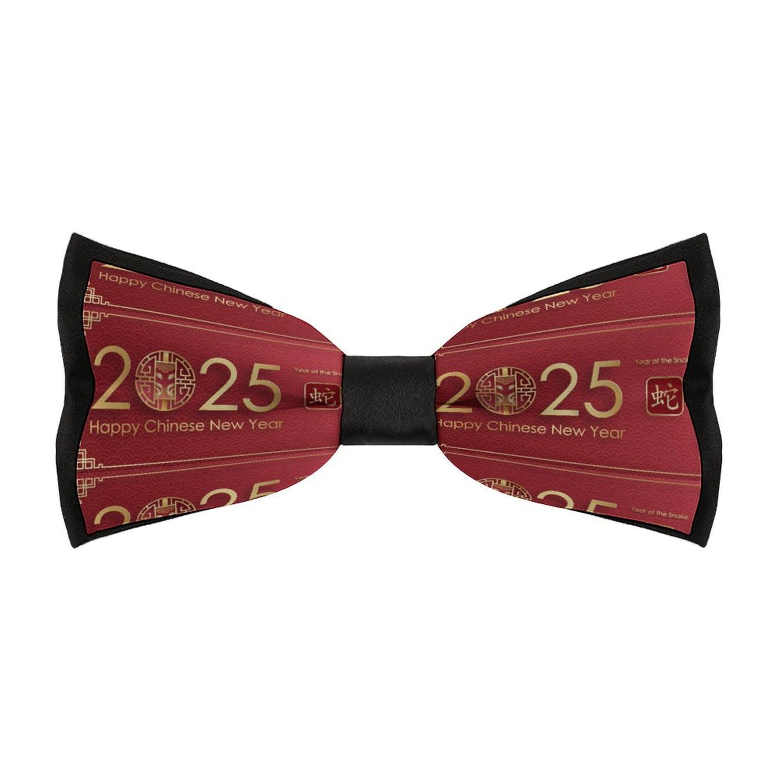 JYYAU Year Of The Snake 2025 Happy Chinese New Year 2025 Bow Tie Adjustable Necktie For Men Business Fashion Pre-tied Tie Neckwear Novelty Accessory For Weddings Party Festival