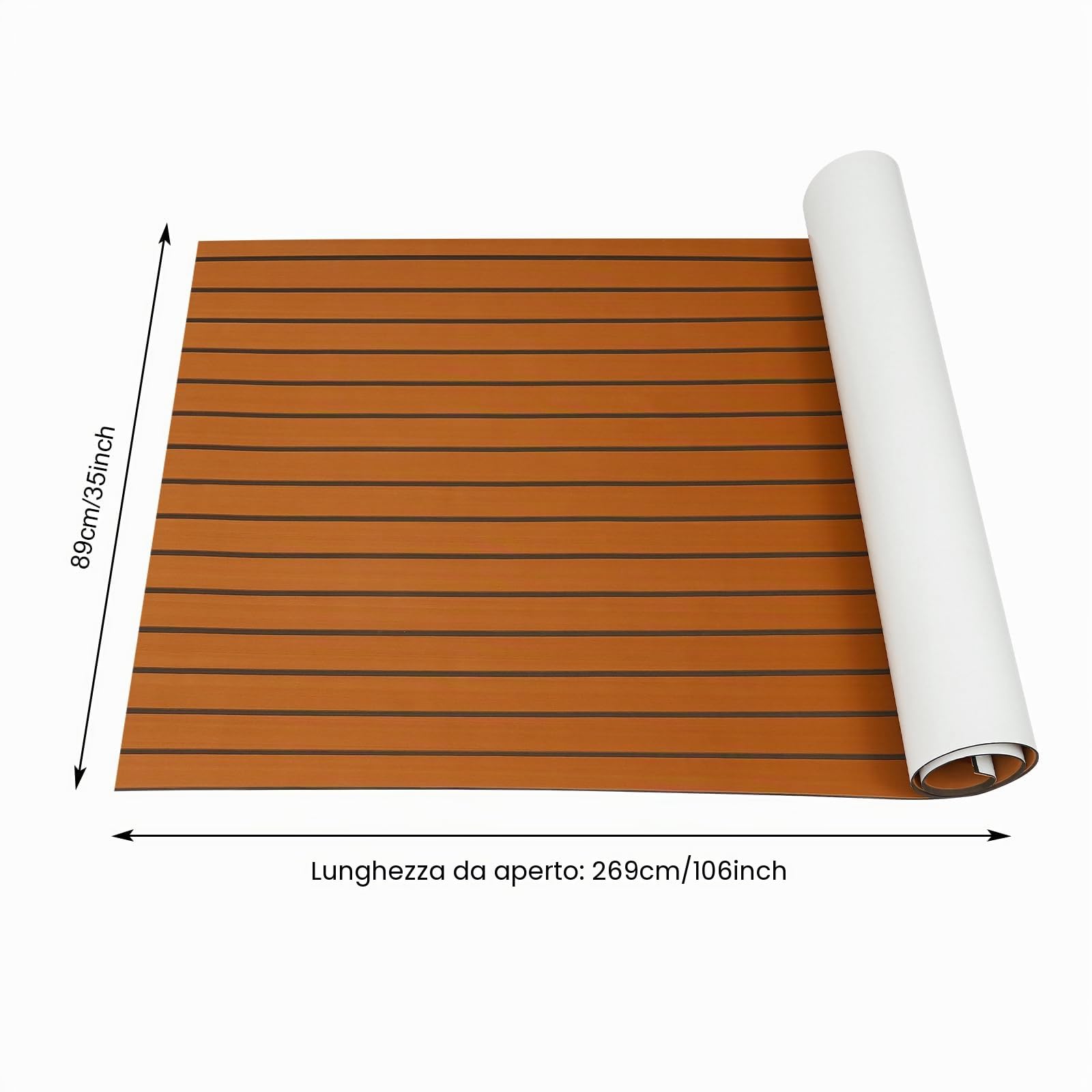 Tappetino antiscivolo in teak, 270 x 90 cm, in schiuma di teak, Adesivo autoadesivo Tappetino Antiscivolo per barche, yacht, galleggianti