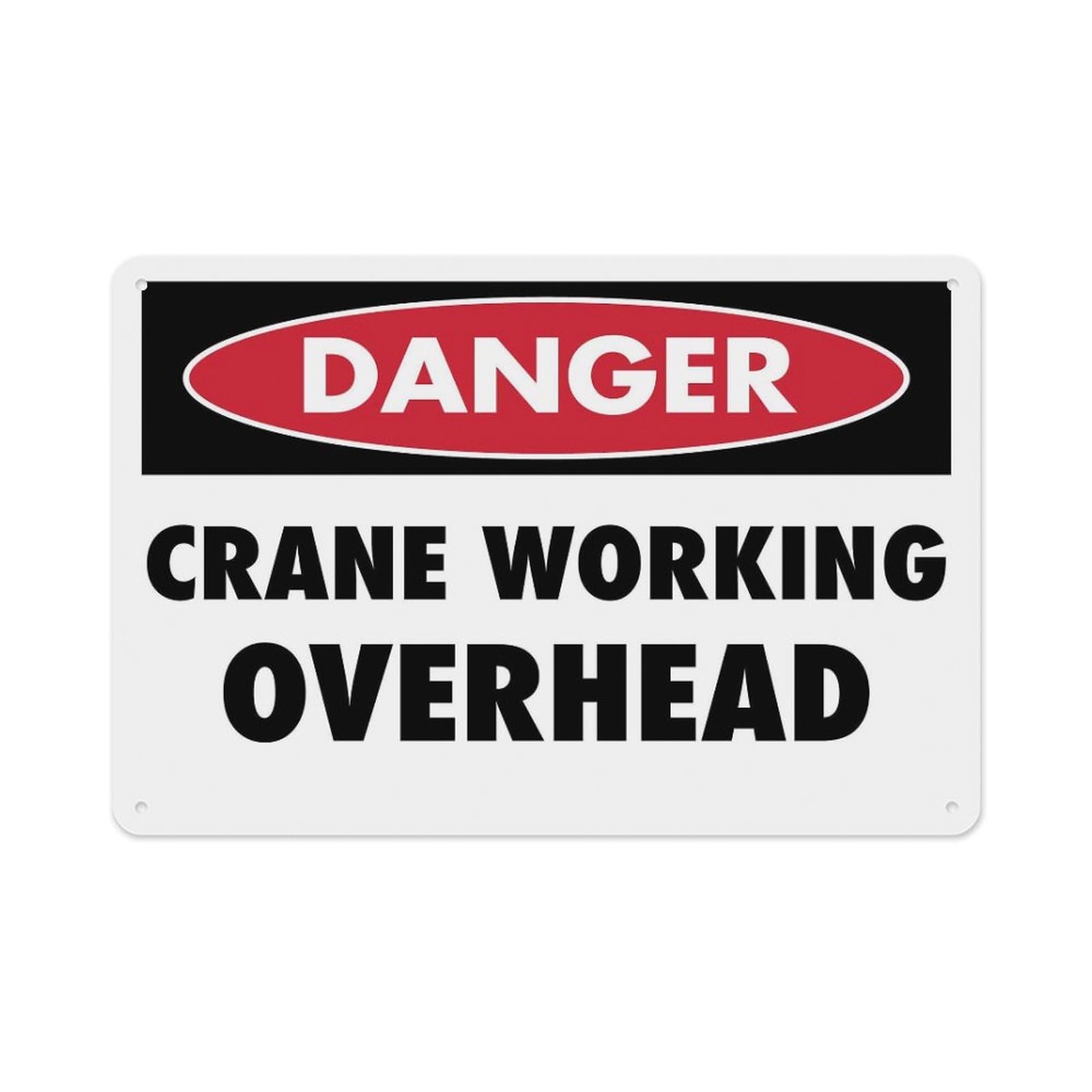 peiyeety Danger Crane Overhead Sign Aluminum Tin Warning Signs for Home Outdoor Garden 8X12 Inches